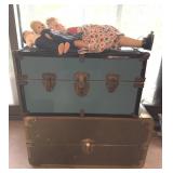 Vintage Dolls, Doll Trunks, and Clothes- larger