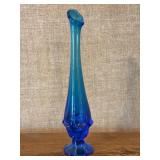 Blue Glass Swung Vase 12"