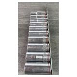 (9) Quinn Chrome Deel Sockets, STD. 3/8 Drive