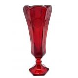 Fostoria Ruby Red Coin Glass Vase 8"