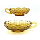 (2) Fostoria Amber Coin Glass Bowls with Handles