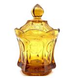 Fostoria Amber Coin Glass Lidded Dish/Sugar 6.25"