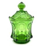 Fostoria Emerald Green Coin Glass Lidded
