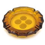 Fostoria Amber Coin Glass Ashtray 9" x 6.5"