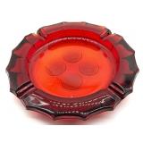 Fostoria Ruby Red Coin Glass Ashtray 8"