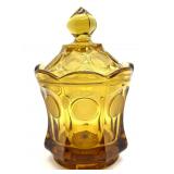 Fostoria Amber Coin Glass Lidded Dish/Sugar 4.25"