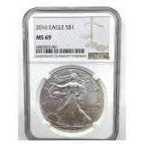 2016 American Silver Eagle, NGC Graded MS 69