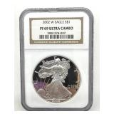 2002-W American Silver Eagle, NGC Graded PF 69