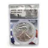 2021-W American Silver Eagle, ANACS Graded MS 70