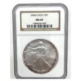 2004 American Silver Eagle, NGC Graded MS 69