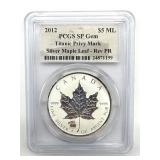 2012 Canada One Ounce Fine Silver Maple Leaf Five
