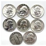 (8) Silver Quarters : 1930 Standing Liberty and