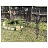Concrete Birdbath, Bird Feeders, (10) 36x40 Fence