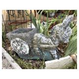 Vintage Concrete Burrow and Wagon Planter  - tips