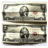 (2) Series 1963A Red Seal Two Dollar Notes