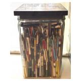 Vintage Advertising Pens in Glass Battery Jar 9ï¿½