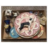 Ceramic Dog Figures, Porcelain Plates, and More