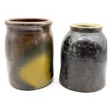 Vintage Crock and Crock Jar 9" Tall and Smaller