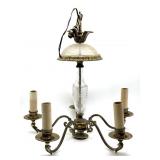 Vintage Glass and Metal Light Fixture 20" x 21"