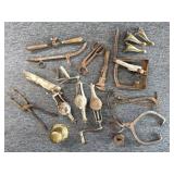 Churn Pieces, Primitive Tools, Brass Legs, and