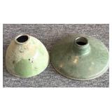 (2) Vintage Porcelain Enamel Light Shades 10" -