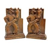 Vintage Cowboy Wood Bookends 6.5"