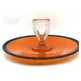 Antique Art Deco Orange and Black Glass Handled