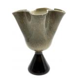 Art Glass Footed Handkerchief Vase 8.5"
