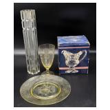 Vintage Crystal Lamp Piece 12", Yellow Glass