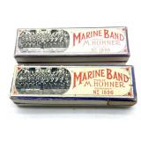 (2) Vintage Marine Band M. Hohner Harmonicas in