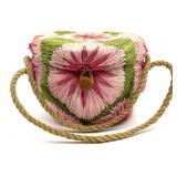 Vintage Woven Basket Handbag 8" x 7" x 6"