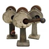 (3) Vintage Hand-Crank Knife Sharpeners 6"-