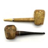Vintage Corn Cob Pipe and Vintage Unmarked Wood