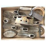 Antique Cast Iron Sad Irons and Cobbler Molds