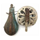 Antique Gunpowder Flask and Vintage Reel