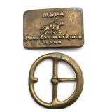 (2) Vintage Brass Belt Buckles- 1963 MSPA Pony