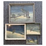 (4) Vintage Lone Wolf Prints in Frames 16.5" x