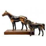 Vintage Metal Horse on Wood Base and Vintage