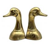 Vintage Brass Duck Bookends 6"