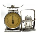 Kitchen Scale and Vintage Electric Lantern -