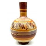 Vintage Handmade Hand-Painted Pottery Vase 11"