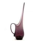 Vintage MCM Purple Swung Glass Pitcher 17"