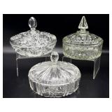 Vintage Glass Lidded Candy Dishes 7.5' x 5' and
