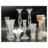 Glass Candlesticks and Vases 8' Tall and Smaller