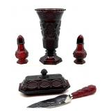 Avon Cape Cod Ruby Red Glass Case, Butter Dish,