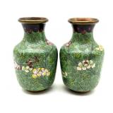 Pair of Cloisonné China Vases 4'- one has dent