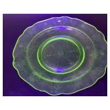 Vintage Uranium Glass Plate 7'- chip noted and