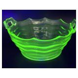 Vintage Jenkins Ocean Wave Uranium Glass Handled