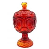 Vintage LE Smith Moon and Stars Amberina Glass