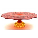 Vintage LE Smith Moon and Stars Amberina Glass